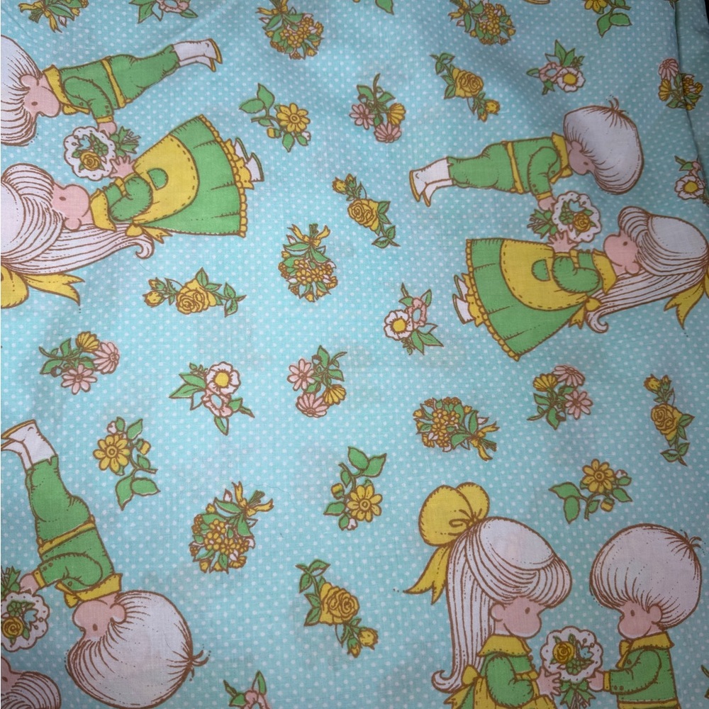 VTG 1975 Joan Walsh Anglund Fabric Dot Twin Sheet Set UTICA Wolfpit JPStevens